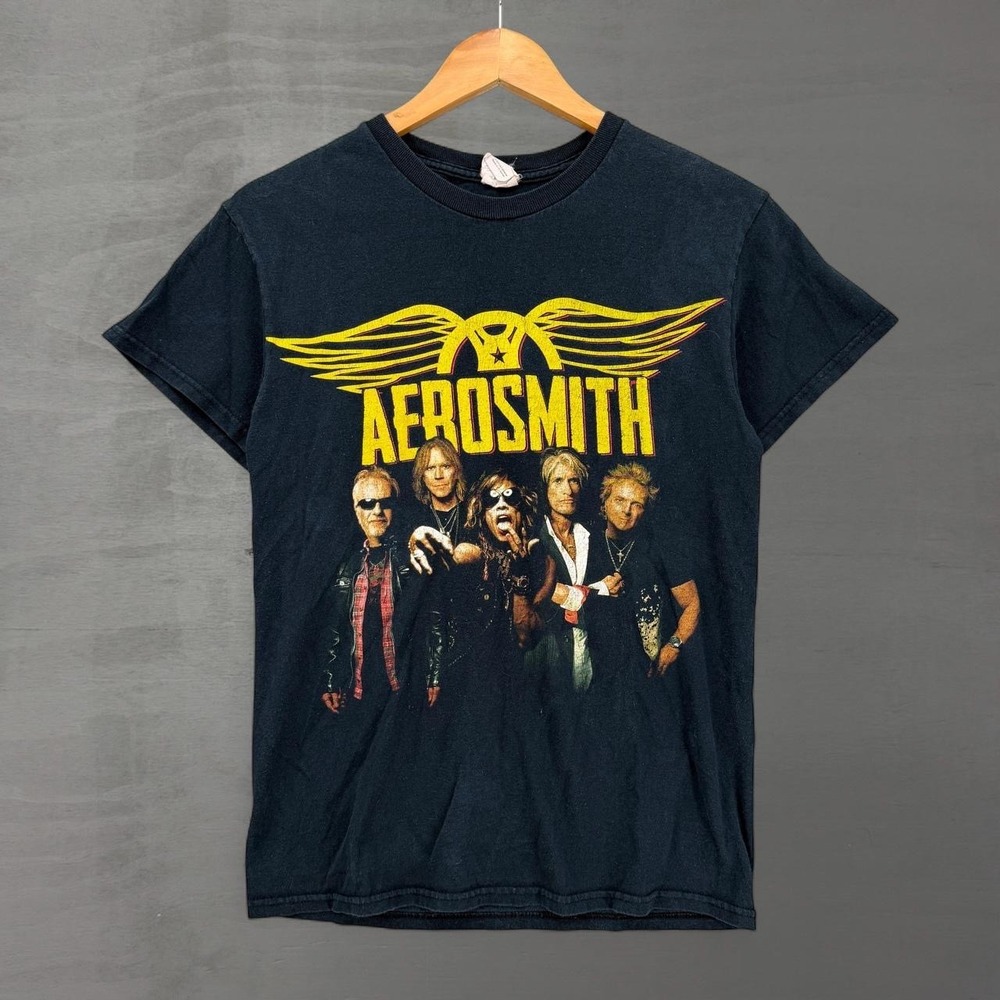Vintage Aerosmith Graphic T-Shirt Black Global Warming Tour 2012 Small